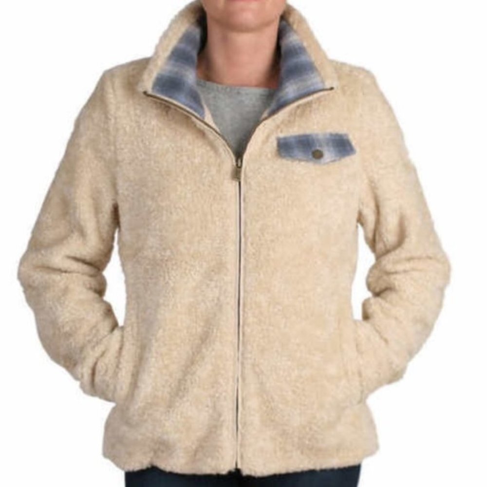 Pendleton Teddy Jacket Plaid Pocket Ivory‎ size Large